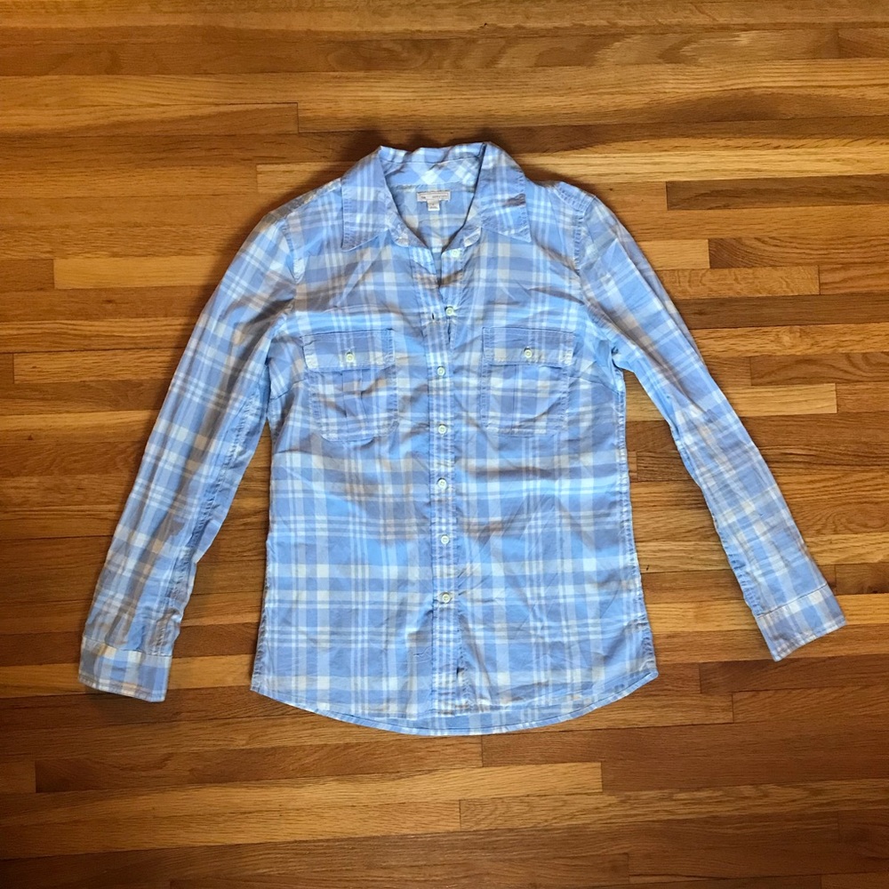GAP Light-Blue Plaid Button Up